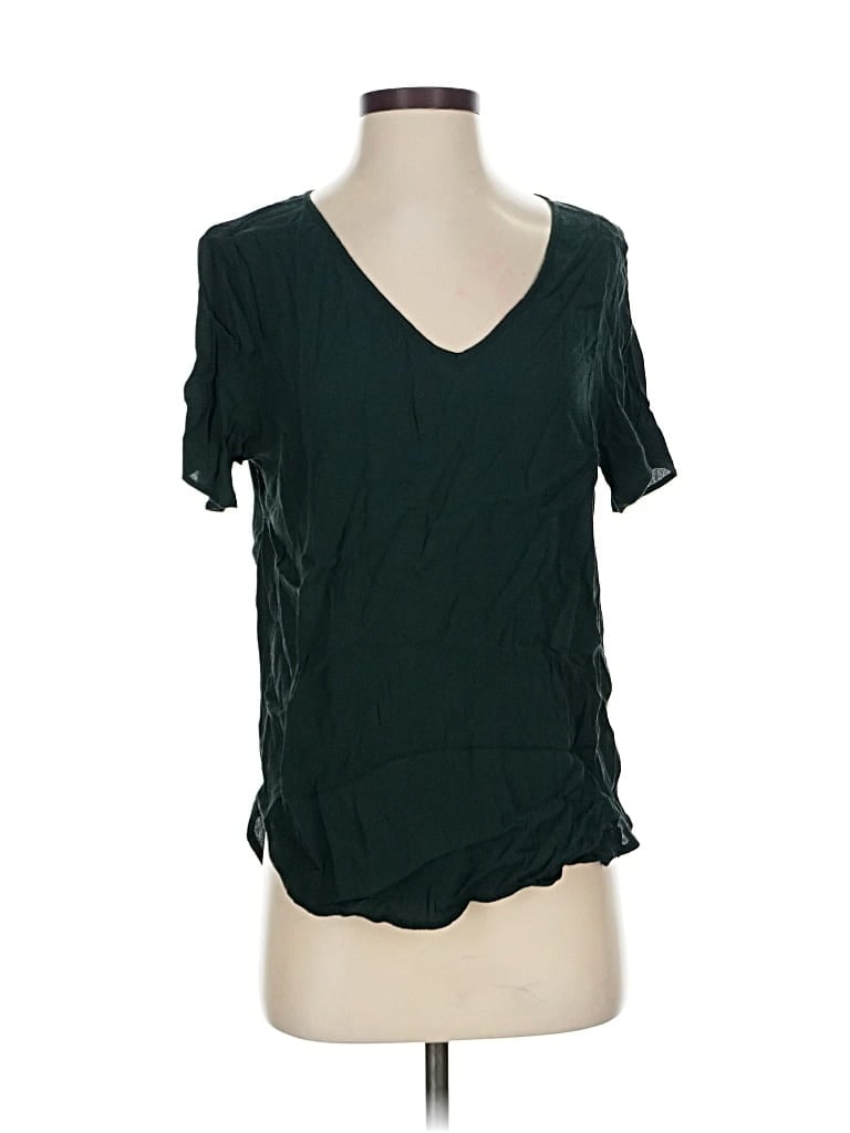 Pre-owned H&m Short Sleeve Blouse In Green