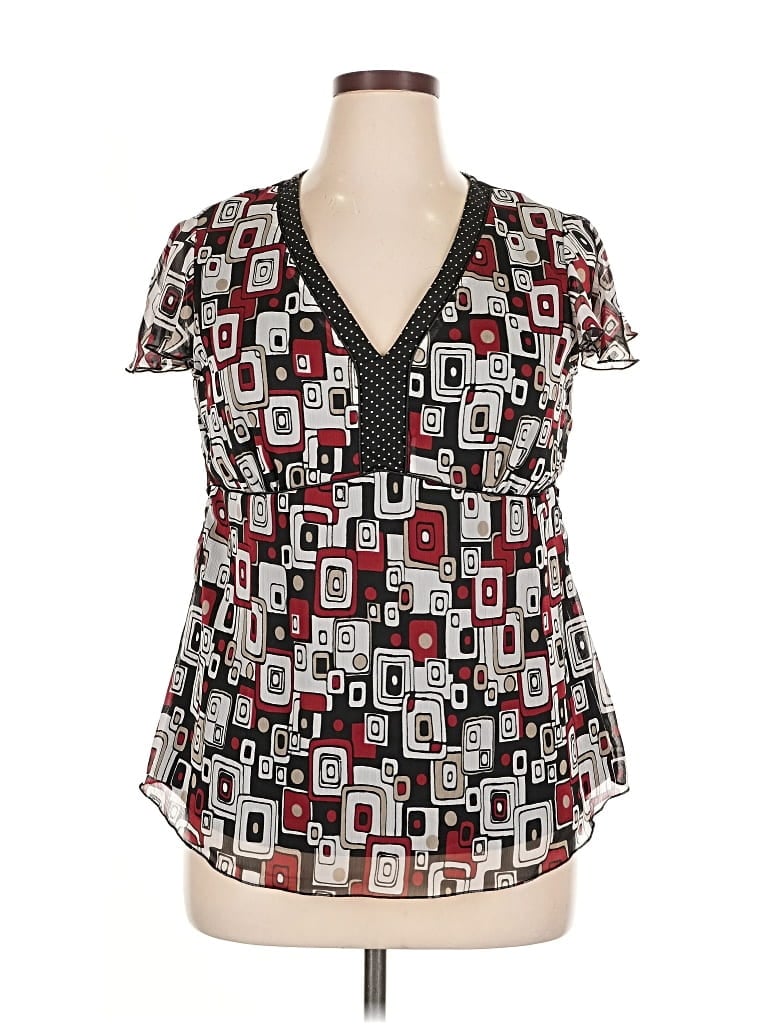 Pre-owned Dressbarn Short Sleeve Blouse In Black