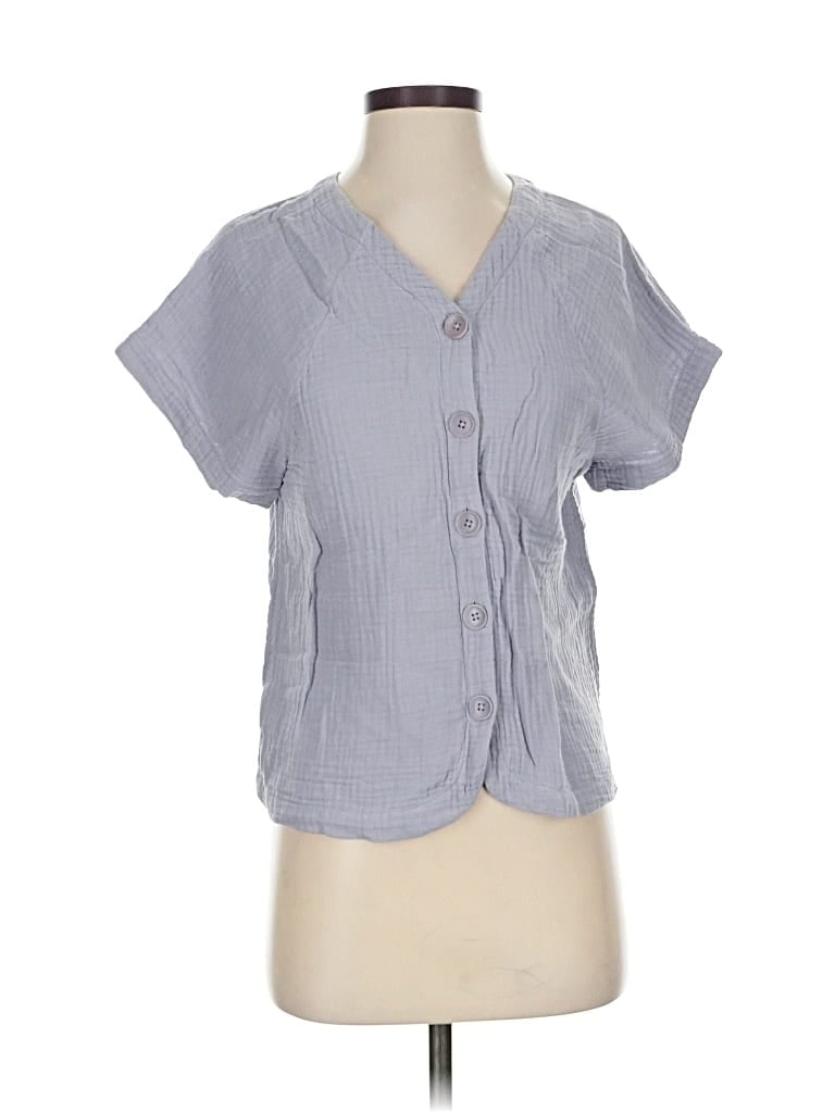 Pre-owned Madewell Short Sleeve Blouse In Gray