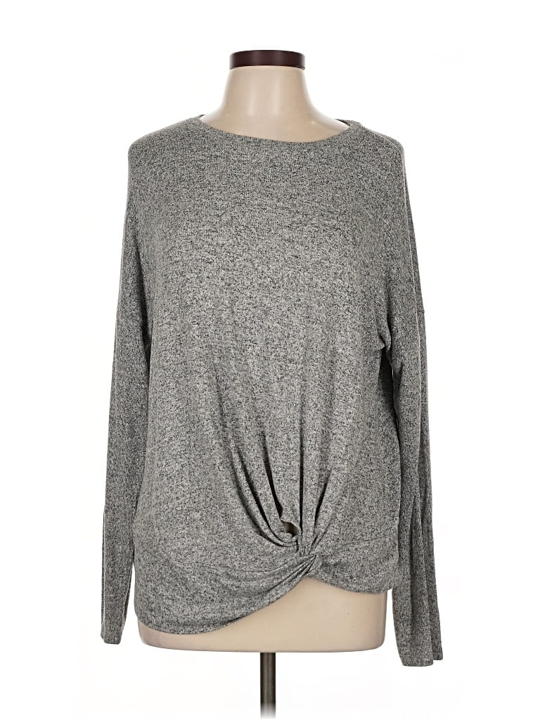 Pre-owned A New Day Long Sleeve Top Gray Crew Neck Tops
