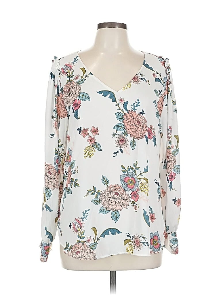 Pre-owned Ann Taylor Loft Long Sleeve Blouse In White