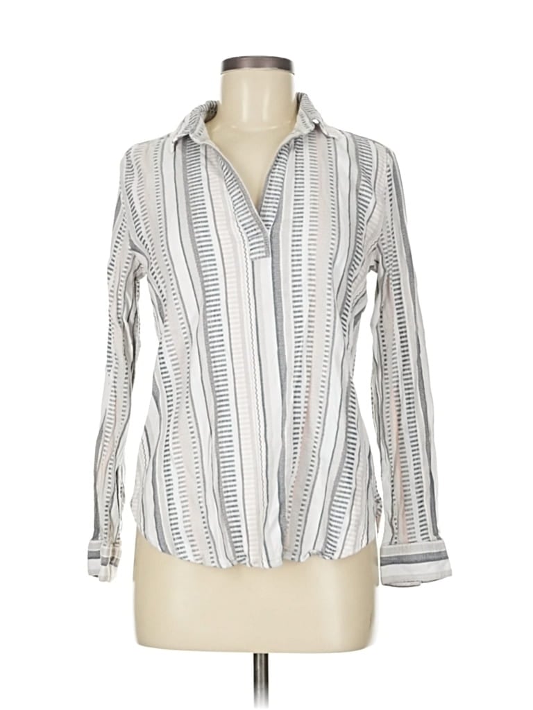 Pre-owned Ann Taylor Loft Outlet Long Sleeve Blouse In White