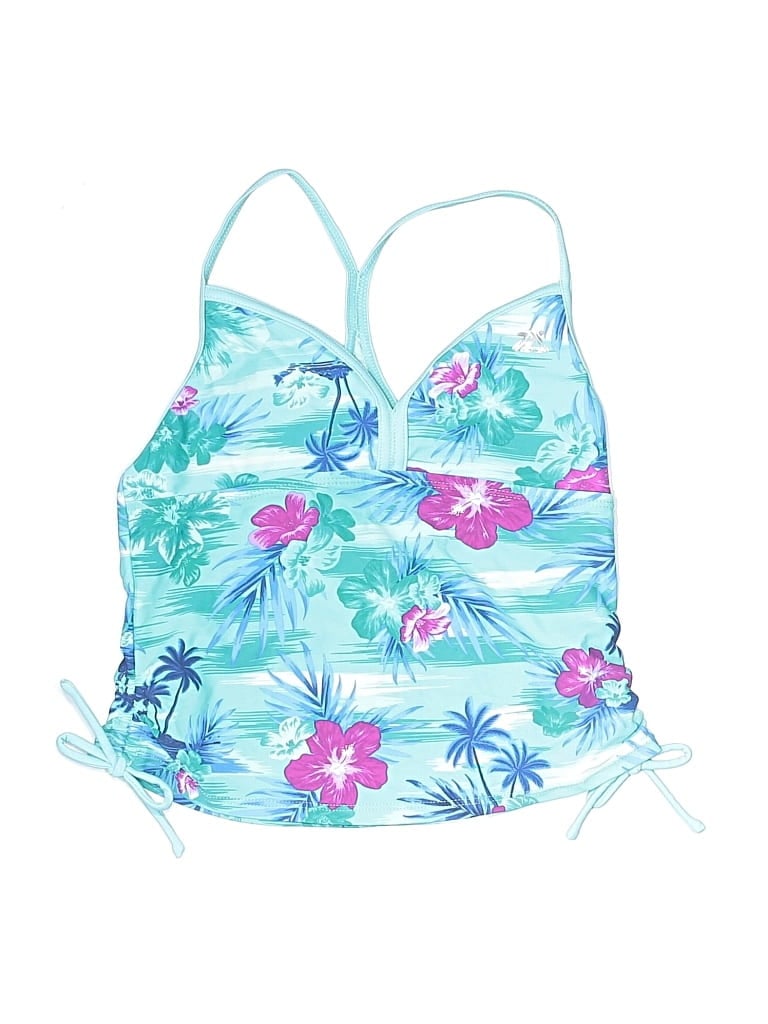 ZEROXPOSUR Pre-owned Swimsuit Top Blue Tropical Pattern Swimwear