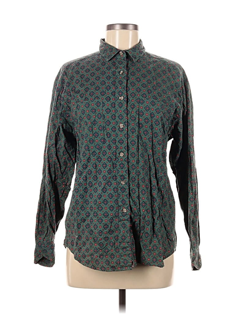 Pre-owned Eddie Bauer Long Sleeve Button Down Shirt In Green