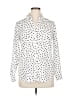 Moon Collection 100% Polyester Polka Dots White Tan Long Sleeve Blouse Size XL - photo 1