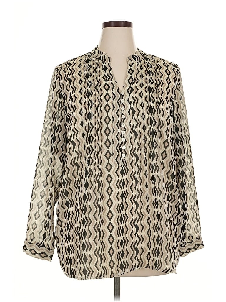 Pre-owned Coldwater Creek Long Sleeve Blouse In White