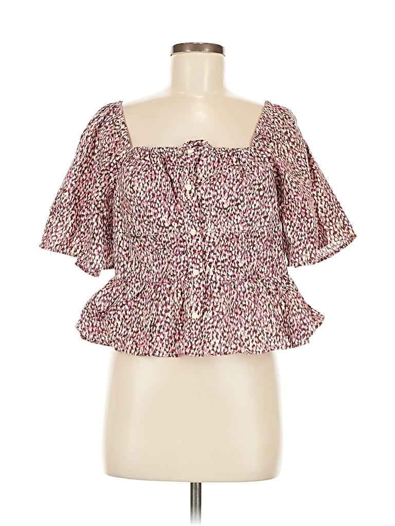 Pre-owned Universal Thread Short Sleeve Blouse In Burgundy