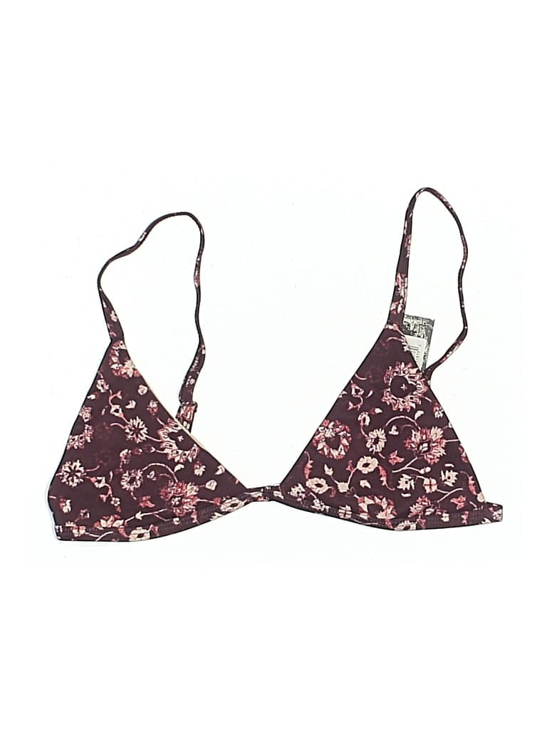Pre-owned Tavik Swimsuit Top Burgundy Floral Pattern Swimwear
