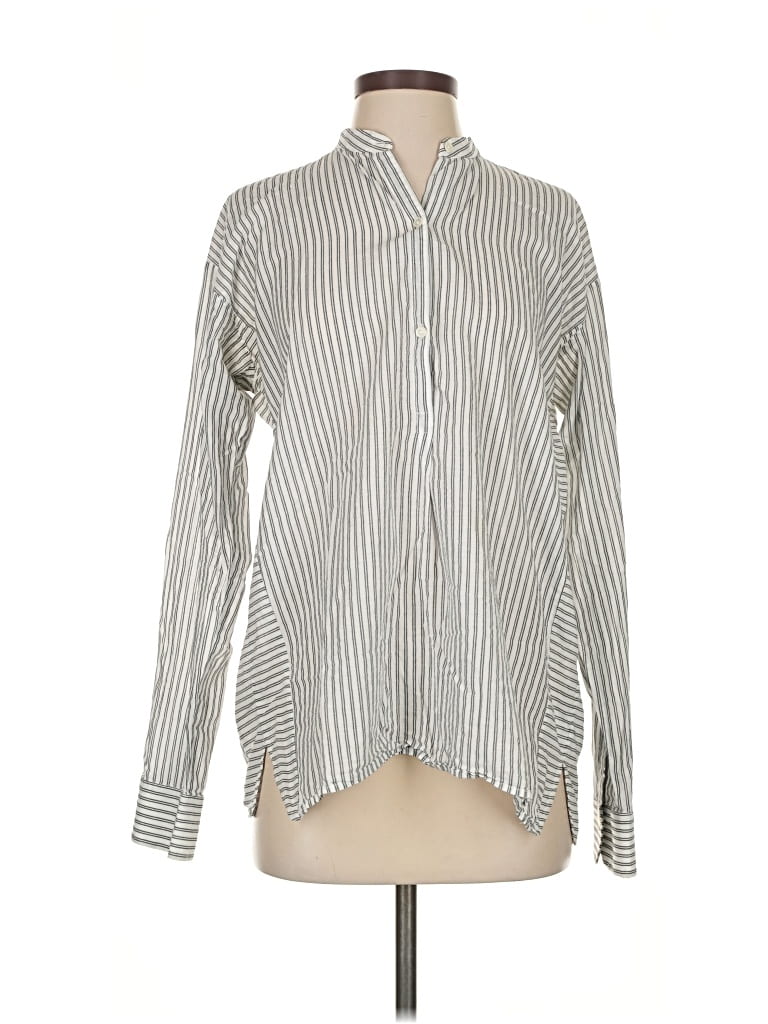 Pre-owned Vince Long Sleeve Blouse In Silver