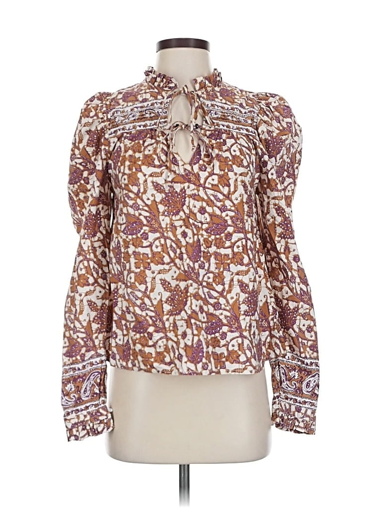 Pre-owned Love The Label Long Sleeve Blouse In Burgundy