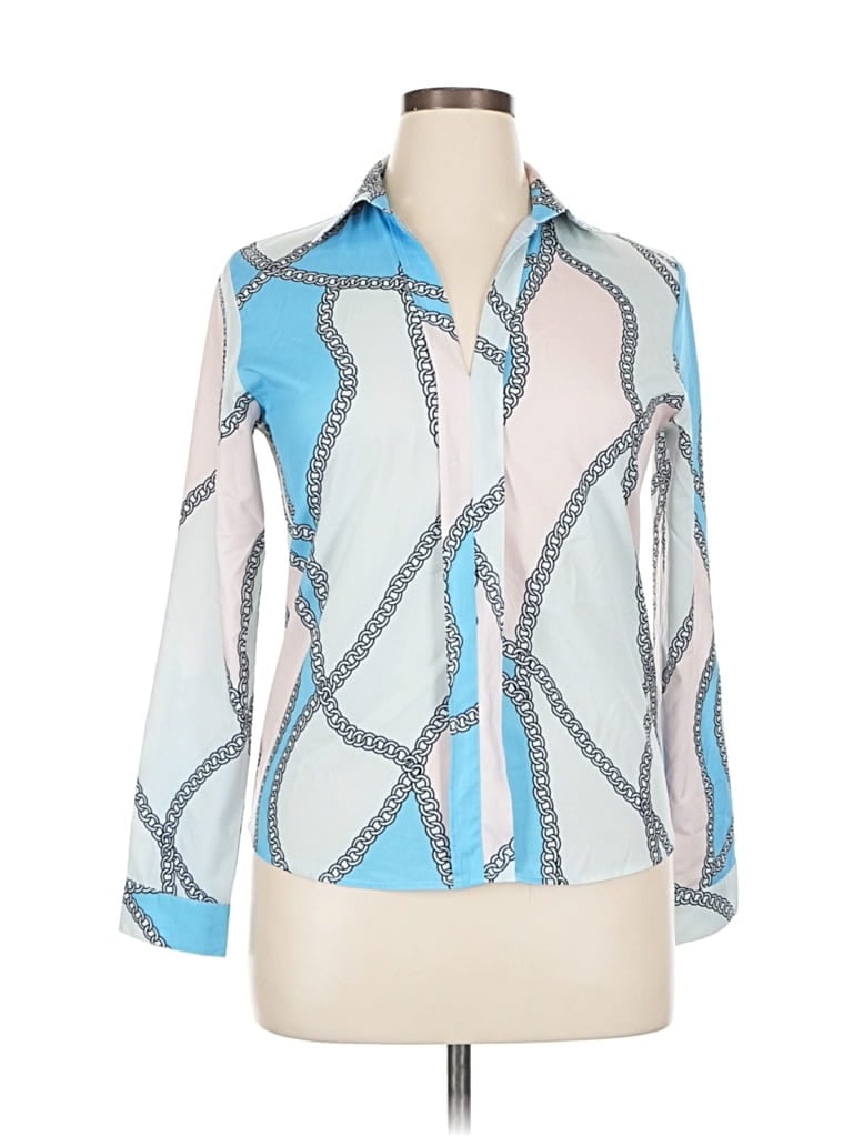 Pre-owned Unbranded 3/4 Sleeve Blouse In Blue