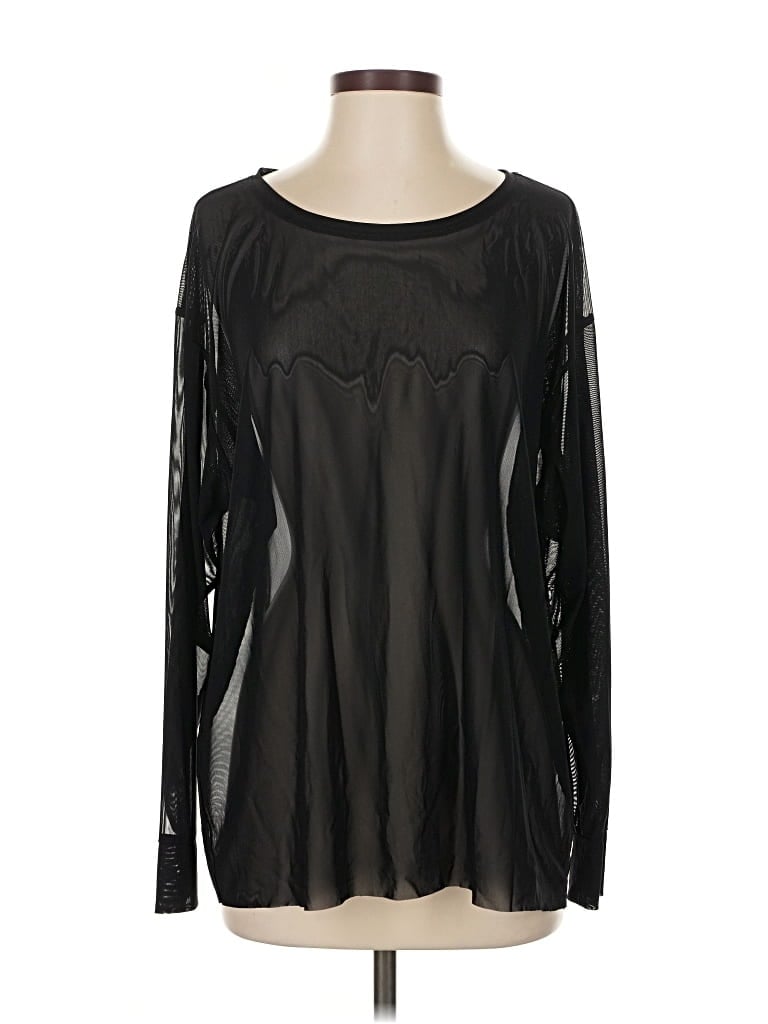 Pre-owned Wilfred Free Long Sleeve Top Black Scoop Neck Tops