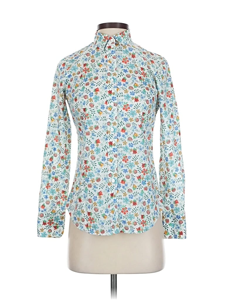 Pre-owned Liberty Art Fabrics For J.crew Long Sleeve Blouse In Blue