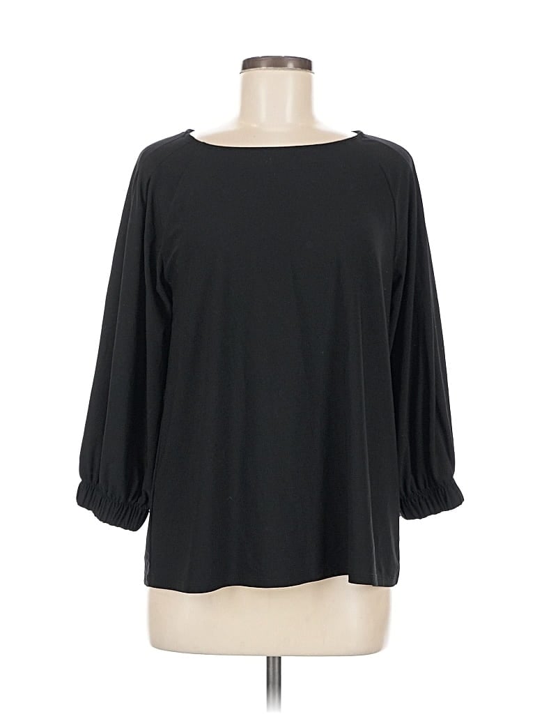 Pre-owned Halogen 3/4 Sleeve Top Black Boatneck Tops