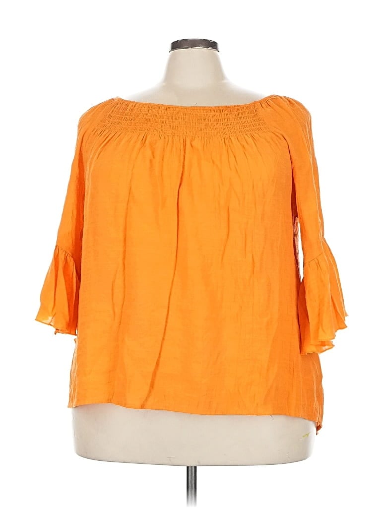 Pre-owned Cato 3/4 Sleeve Blouse In Orange