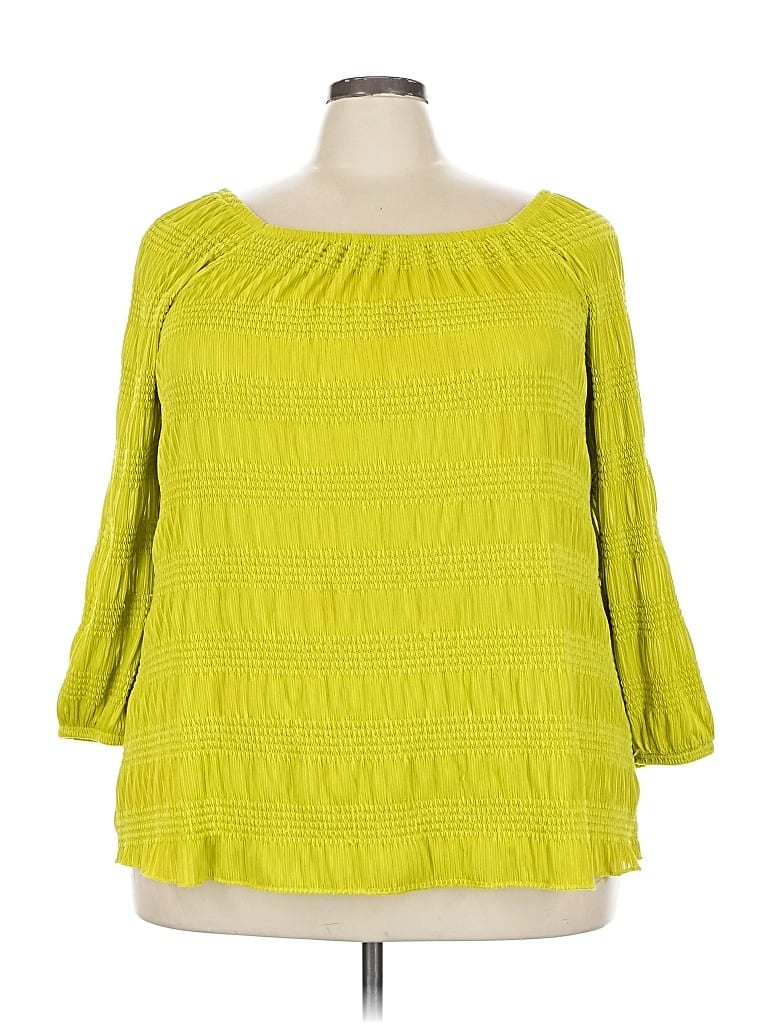 Pre-owned Cato 3/4 Sleeve Blouse In Green