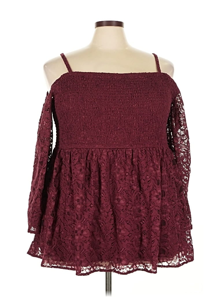 Torrid 3/4 Sleeve Blouse In Burgundy