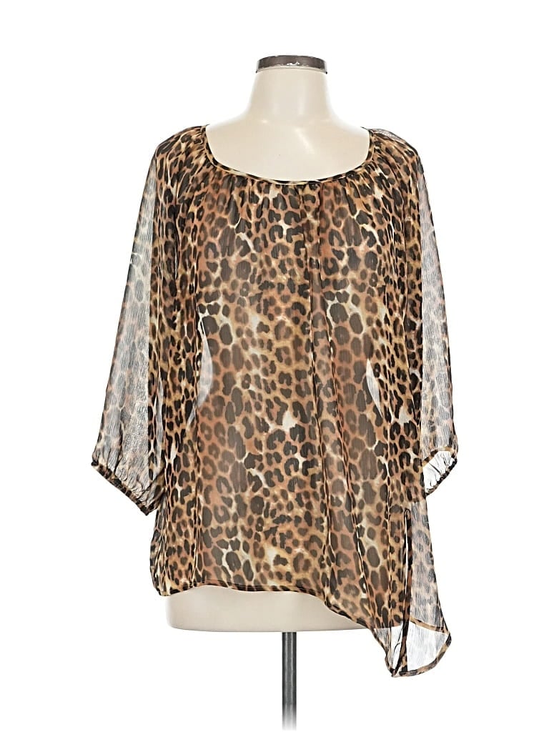 Pre-owned Express 3/4 Sleeve Blouse In Brown