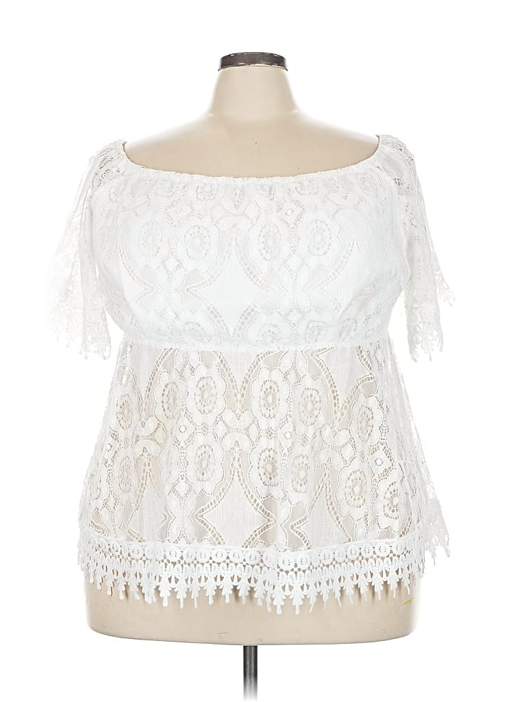 Pre-owned Shein Curve 3/4 Sleeve Blouse In White