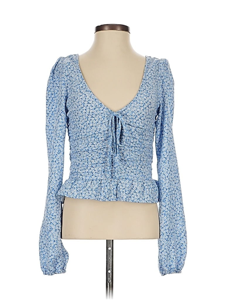 Pre-owned H&m Long Sleeve Blouse In Blue