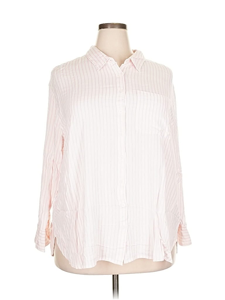 Pre-owned Torrid Long Sleeve Button Down Shirt In Pink