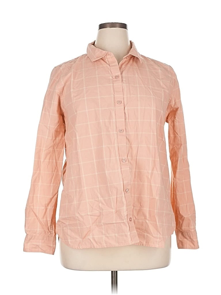 Pre-owned Garnet Hill Long Sleeve Button Down Shirt In Pink
