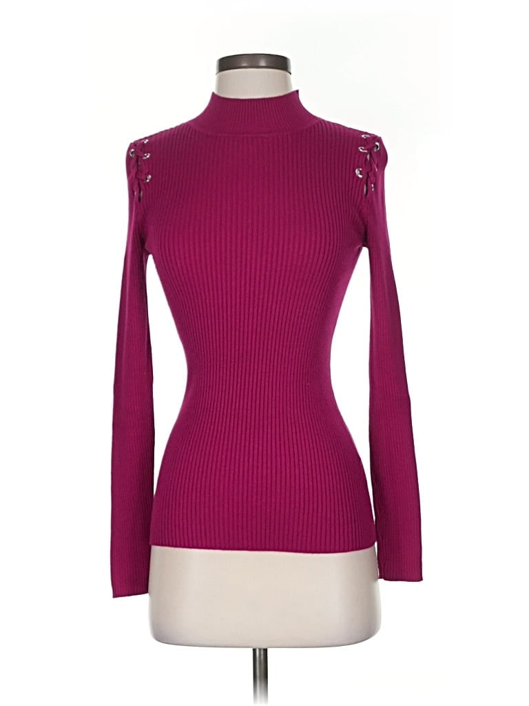 HIPPIE ROSE Pre-owned Long Sleeve Top Burgundy Turtleneck Tops