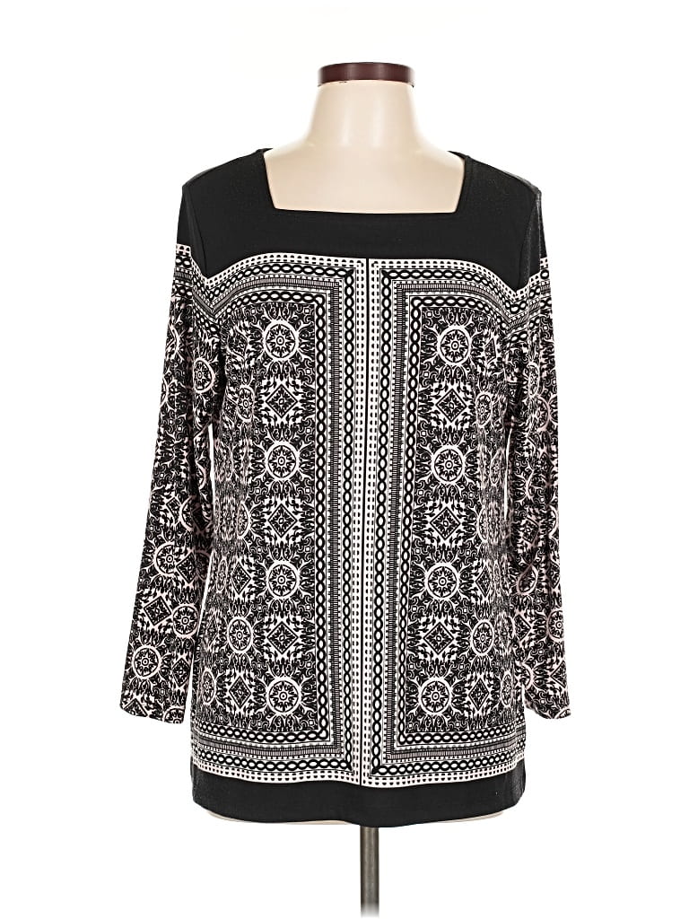 Pre-owned Christopher & Banks 3/4 Sleeve Blouse In Black