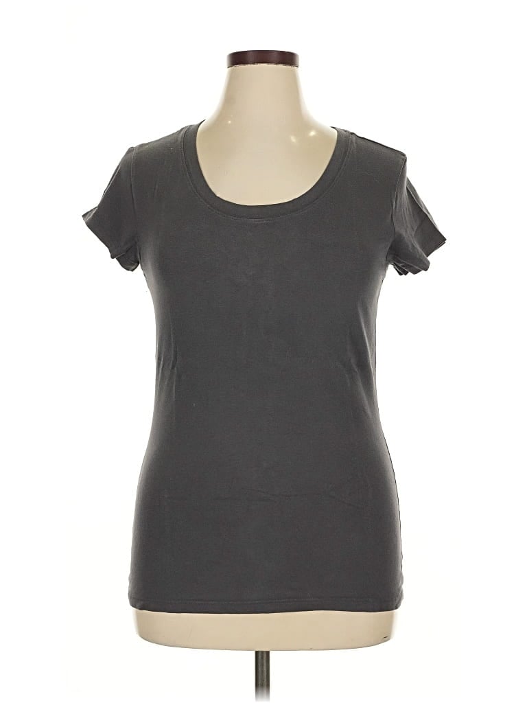 Pre-owned Kenar Short Sleeve Top Gray Scoop Neck Tops