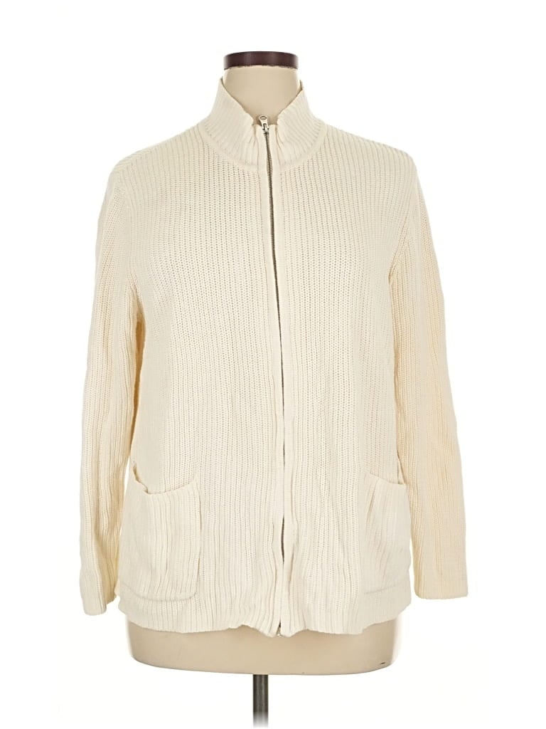 Pre-owned Coldwater Creek Cardigan Sweater In White