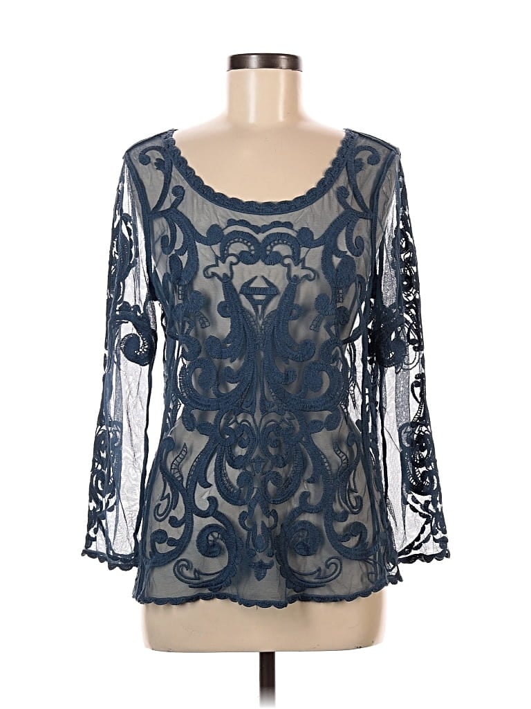 Pre-owned Express Long Sleeve Blouse In Blue