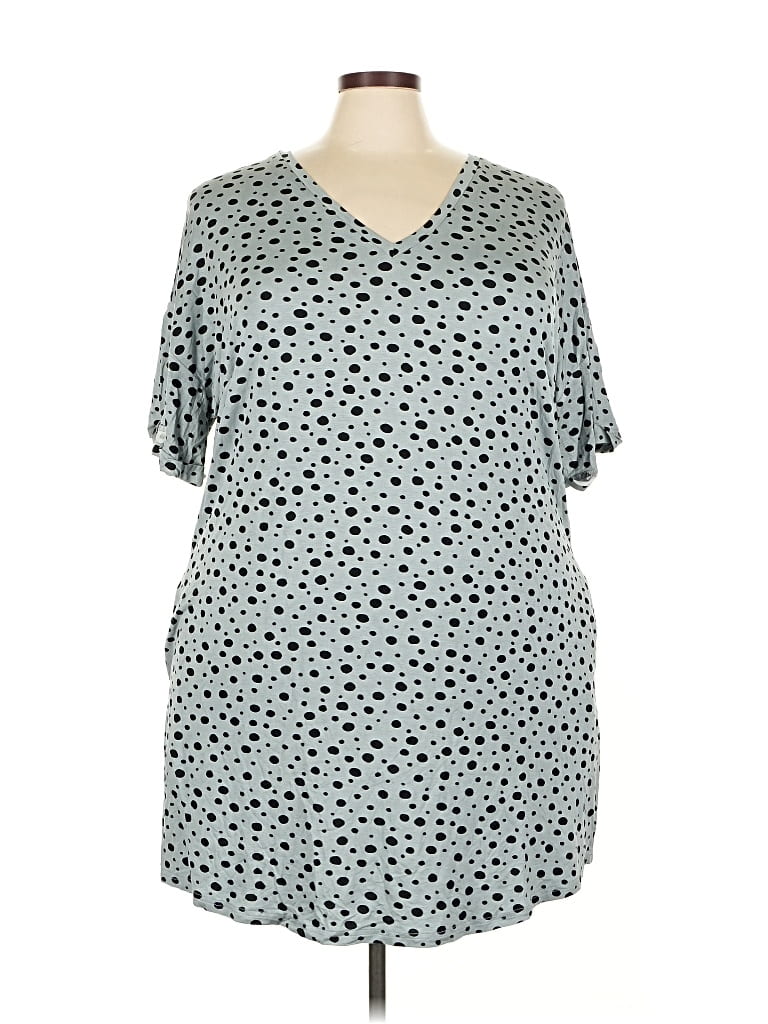 City Chic Short Sleeve Blouse In Blue