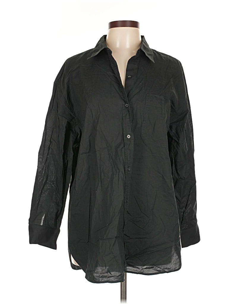 Pre-owned Banana Republic Factory Store 3/4 Sleeve Button Down Shirt In Black