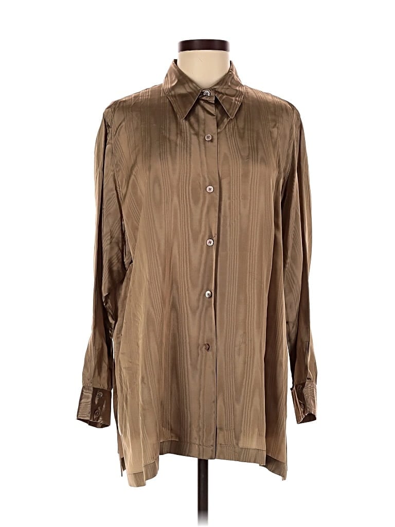 Pre-owned Linda Allard Ellen Tracy Long Sleeve Blouse In Brown