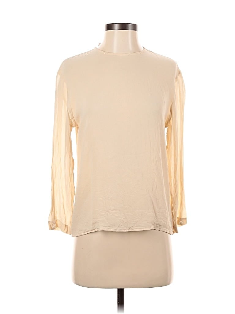 Click to view more detailed imagery on our partner's website Pre-owned Brooks Brothers Long Sleeve Silk Top Ivory Mock Neckline Tops In White
