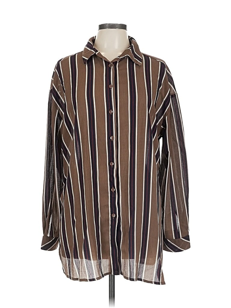 VINE & LOVE Pre-owned Long Sleeve Button Down Shirt In Brown