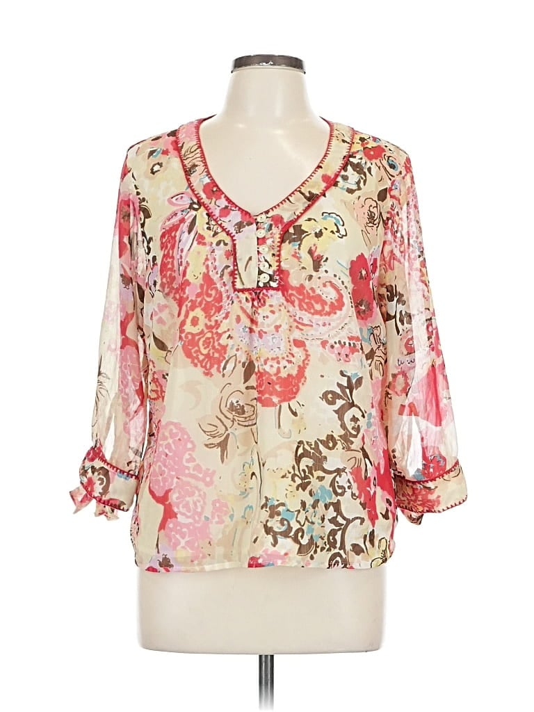 Pre-owned Coldwater Creek 3/4 Sleeve Blouse In Pink