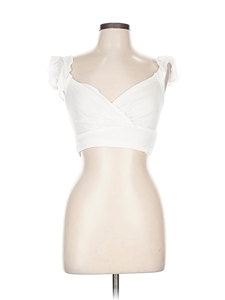 Pre-owned Mine Short Sleeve Top White Sweetheart Neckline Tops