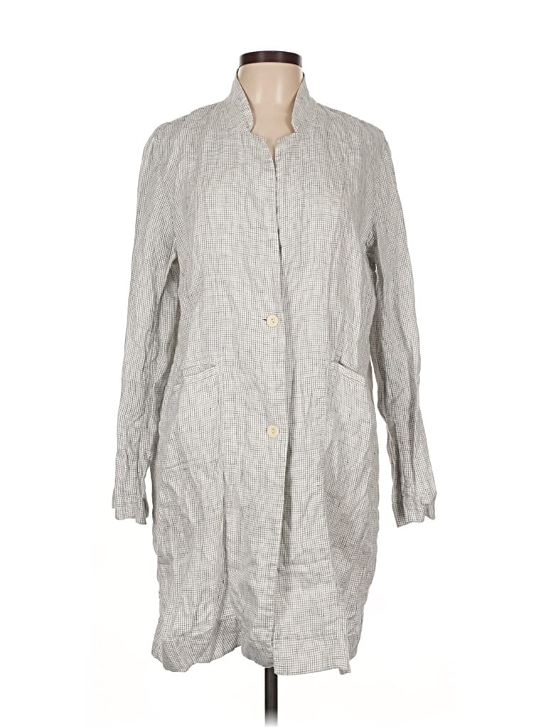 Pre-owned Eileen Fisher Trenchcoat In Gray