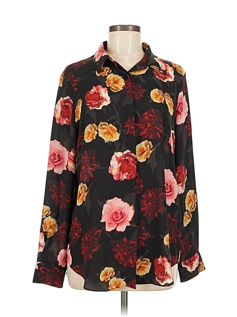 Pre-owned T Tahari Long Sleeve Blouse In Black