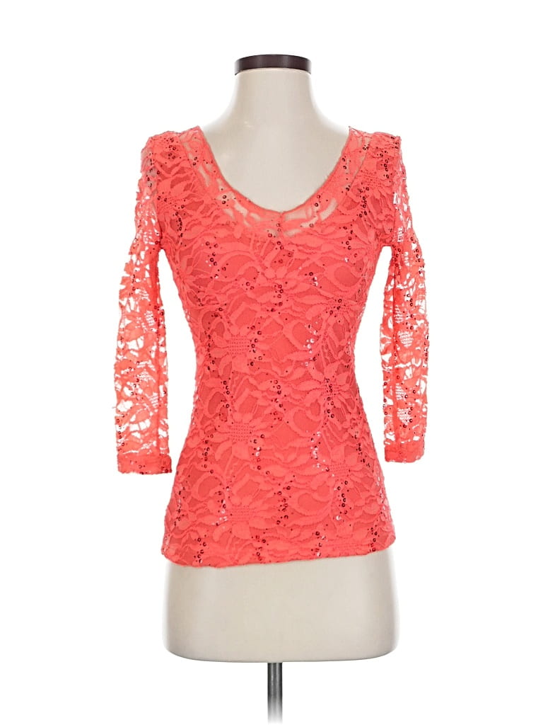 Pre-owned Boston Proper 3/4 Sleeve Top Orange Sweetheart Neckline Tops