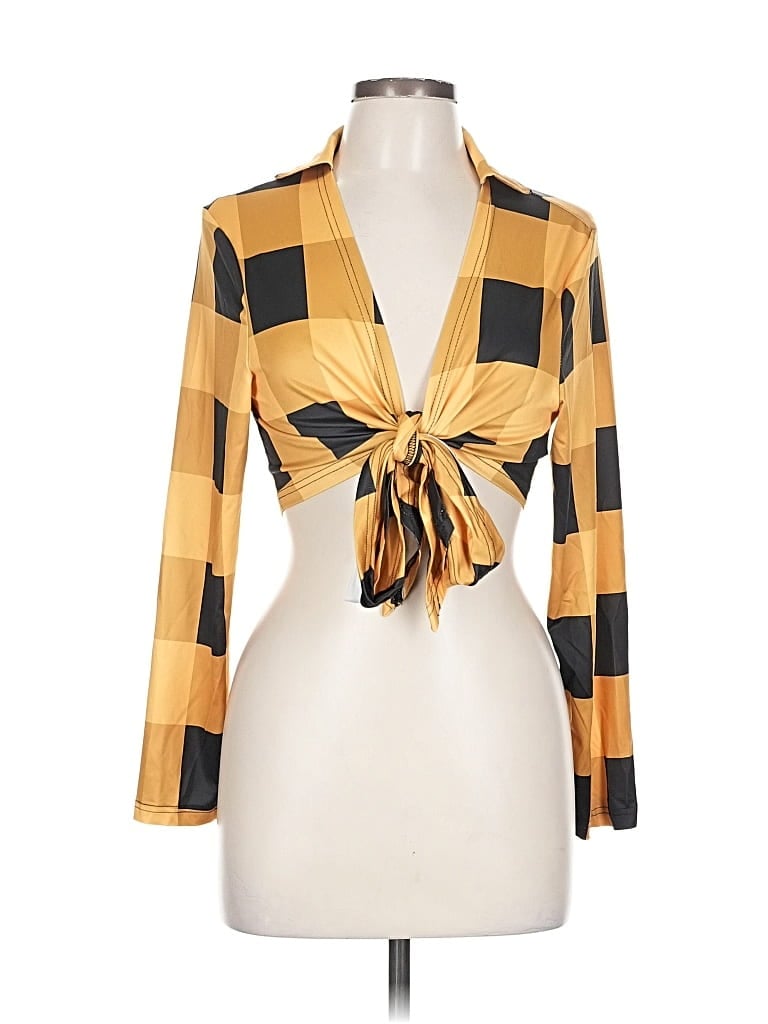 Pre-owned Shein Curve Cardigan Sweater In Yellow