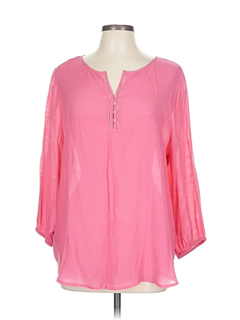 Pre-owned Liz Claiborne 3/4 Sleeve Blouse In Pink