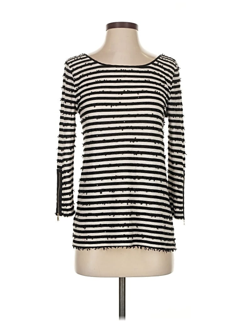 Pre-owned Ann Taylor 3/4 Sleeve Top Ivory Boatneck Tops In White