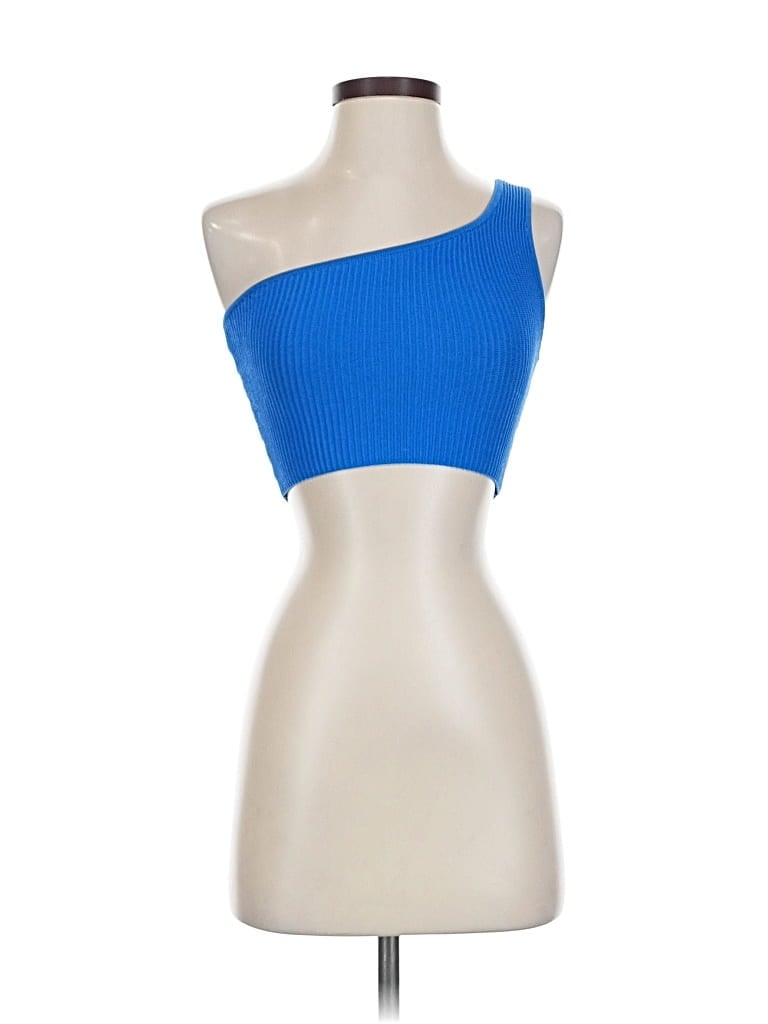 Pre-owned Babaton Tank Top Blue One Shoulder Neckline Tops