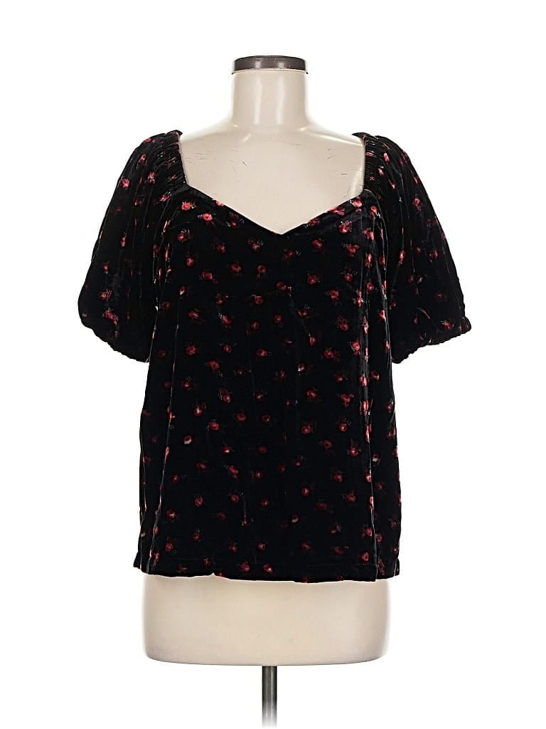 Pre-owned Ann Taylor Loft Short Sleeve Blouse In Black