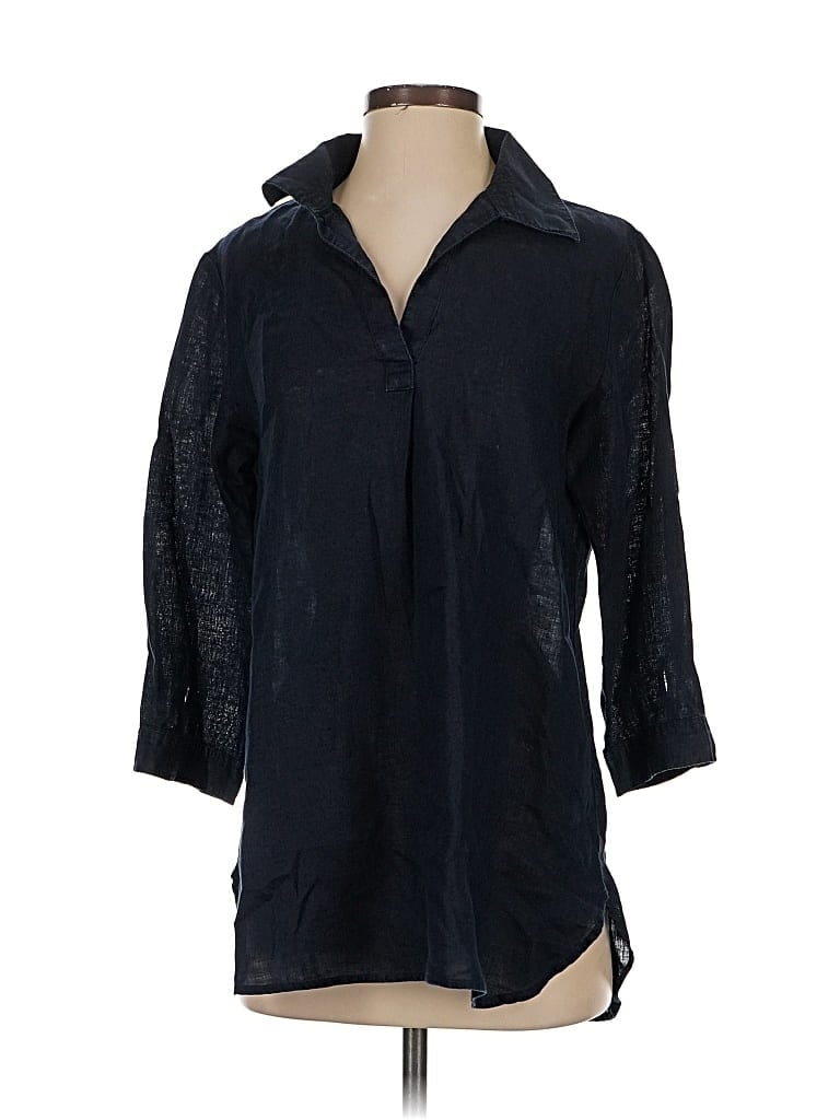 Pre-owned Unbranded 3/4 Sleeve Button Down Shirt In Blue