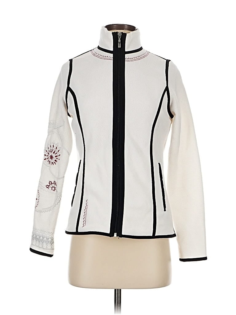 Pre-owned Eddie Bauer Fleece Jacket In White