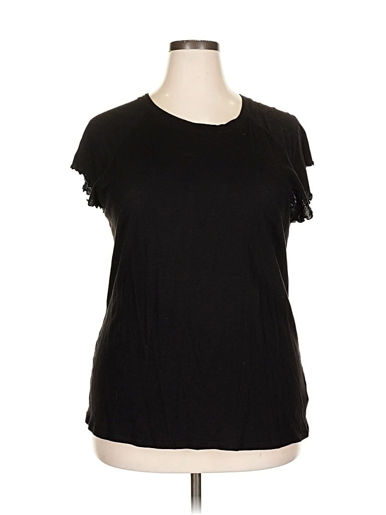 Pre-owned Torrid Short Sleeve Top Black Solid Pattern Scoop Neck Tops