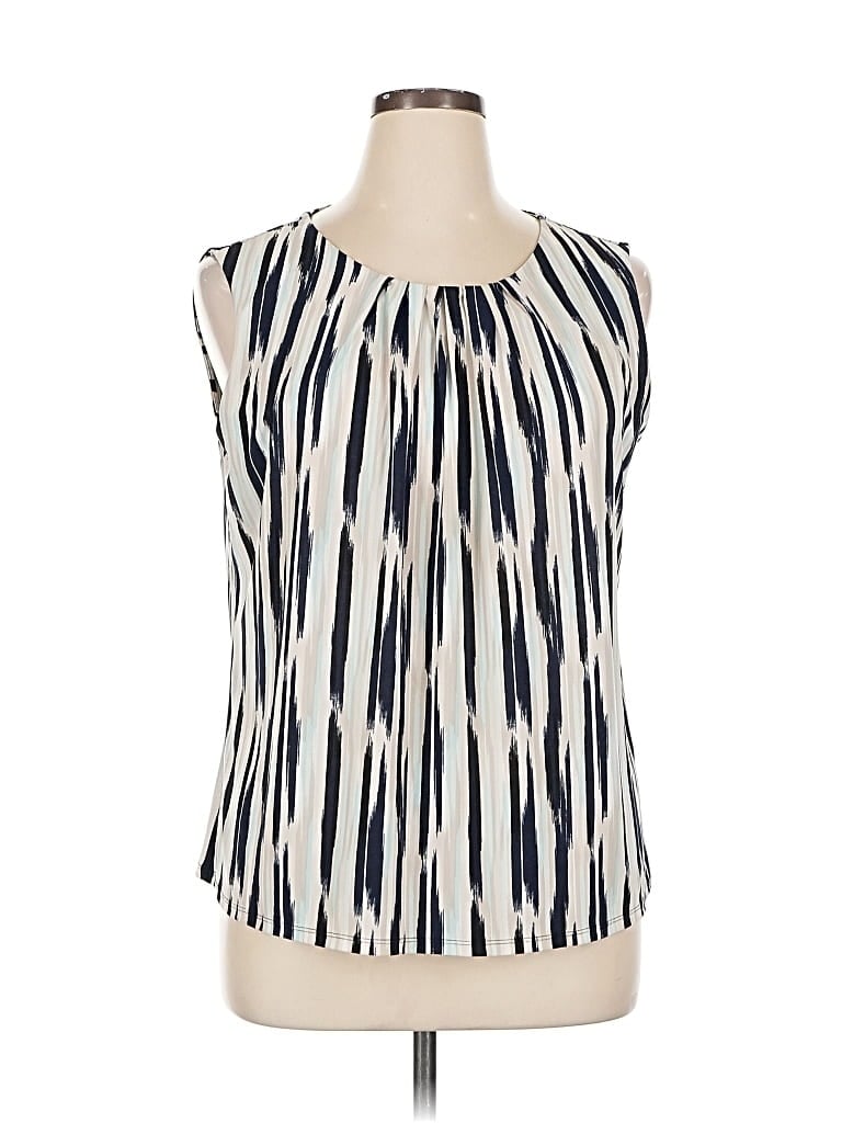 Pre-owned Roz & Ali Sleeveless Blouse In White